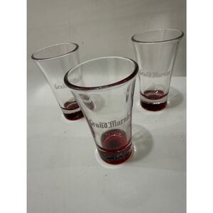 Grand Marnier Shot Glasses Orange Flavored Liquer 2 Oz Each 3 1/2 In Tall Set 3